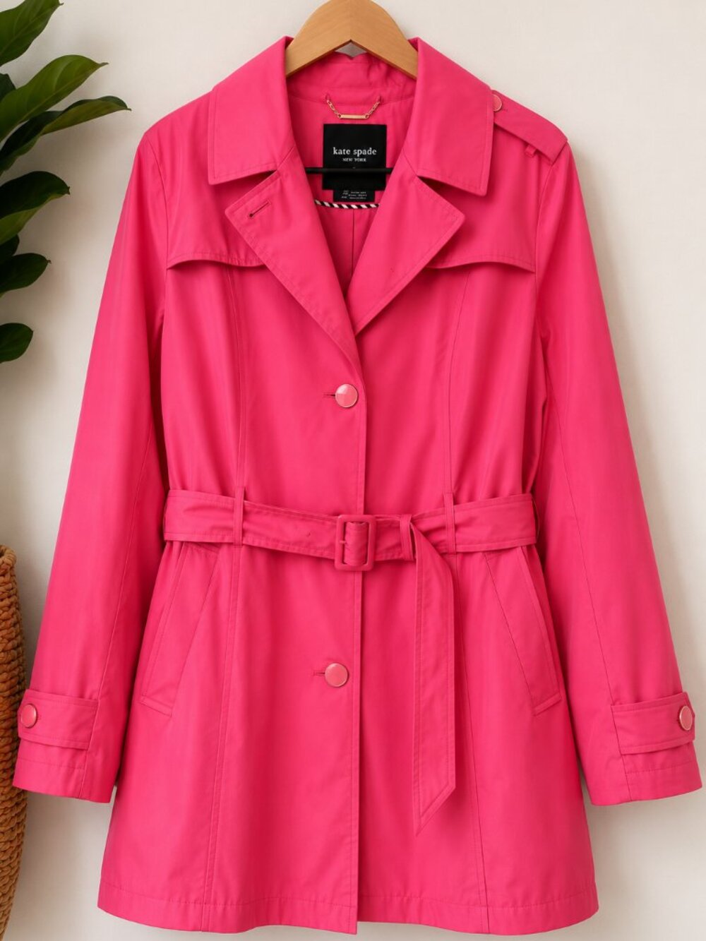 Kate Spade Watermelon Pink Trench Coat XXL - Picture 2 of 5